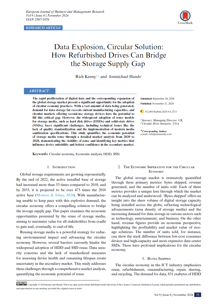 EJBMR 2024 - Data Explosion, Circular Solution: How refurbished drives can bridge the storage supply gap