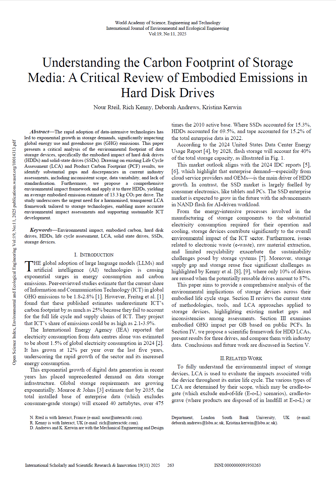 IJEEE 2025 - Understanding the Carbon Footprint of Storage Media