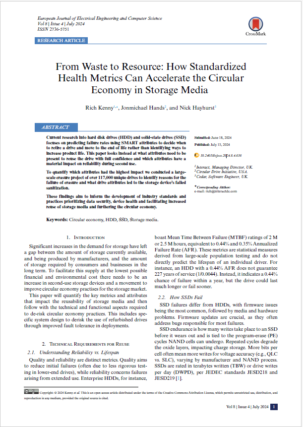 EJECE 2024 - From Waste to Resource: How Standardized Health Metrics Can Accelerate the Circular Economy in Storage Media